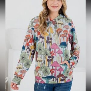 New nwt LA SOUL Colorful Mushroom Print Hoodie POCKET SZ S, M, L, XL